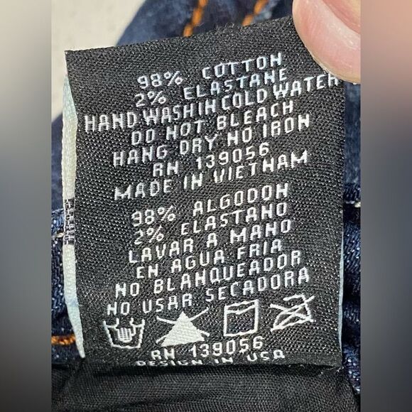 Grace in LA Women's Boot Cut Jeans - Dark Blue with Brown Embroidery - Picture 10 of 13